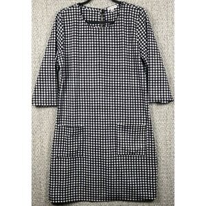 Ophelia Roe XL Black White Gingham Pocket Shift Dress Preppy Tunic